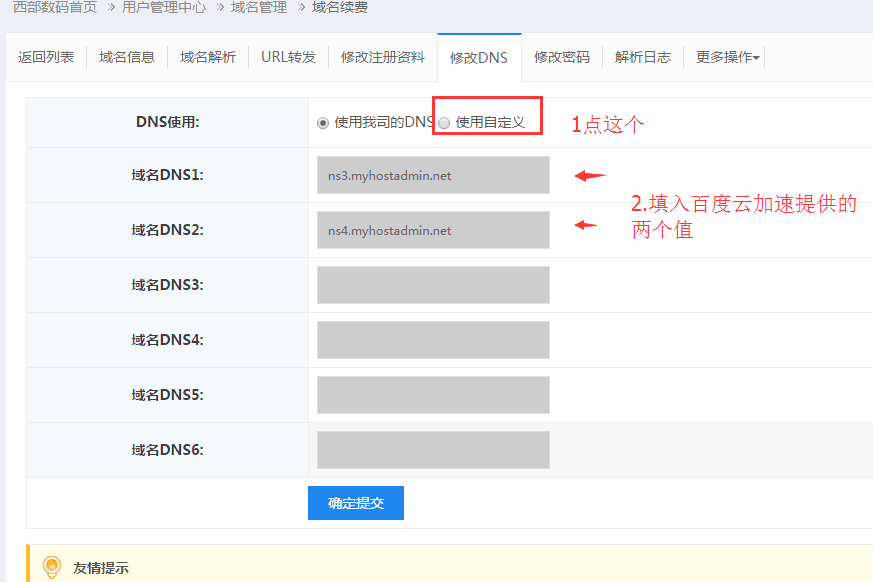 在自定義dns中，填入新的dns值